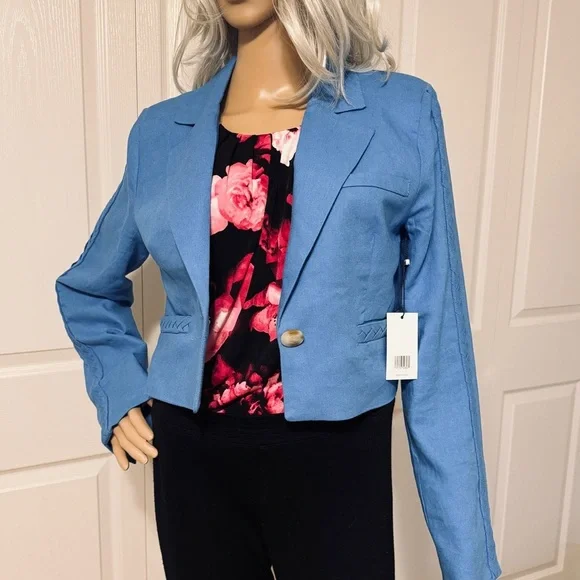 Jason Wu Notch Lapel Crop Blue Blazer NWT Size Small - Picture 9 of 13